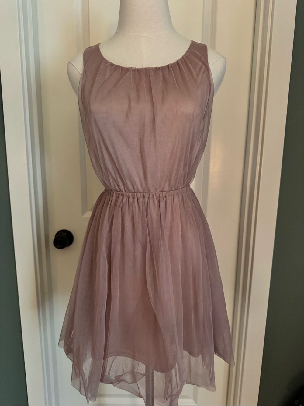 Divided Mauve Sleeveless Chiffon Mini Dress